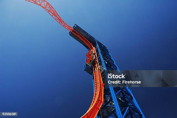 Flying With The Roller Coaster Stock Photo - Download Image Now - Rollercoaster, Amusement Park Ride, Moving Down