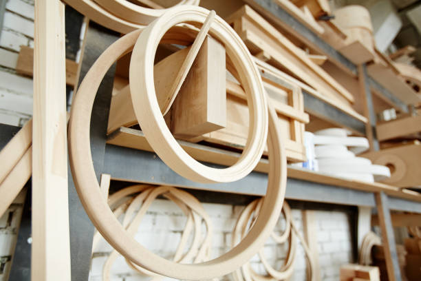 istock Wooden circular shape in storage room 925064994