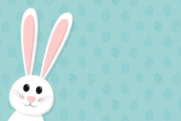 ilustraciones, imágenes clip art, dibujos animados e iconos de stock de fondo con conejito de pascua y copyspace. vector. - easter bunny