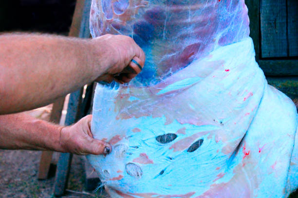 istock Butcher carving goat carcass. Fresh meat 925066550
