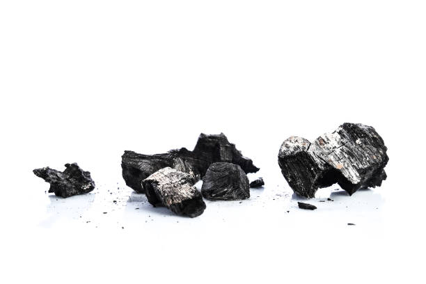 istock Charcoal on white background, with shadows and reflections, place for text, sample 925066956