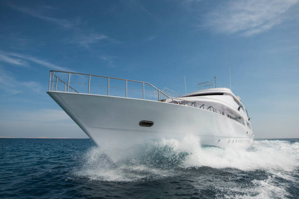 istock Luxury private motor yacht sailing at sea 925072564