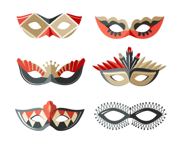 마스크 카니발 이탈리아 가장 무도회 - venice italy mask harlequin venice carnival stock illustrations