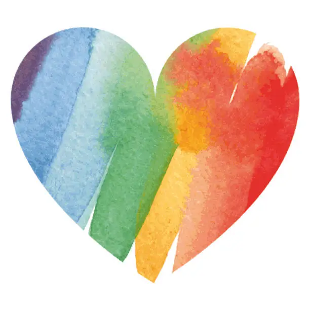 Vector illustration of Watercolor rainbow colored heart