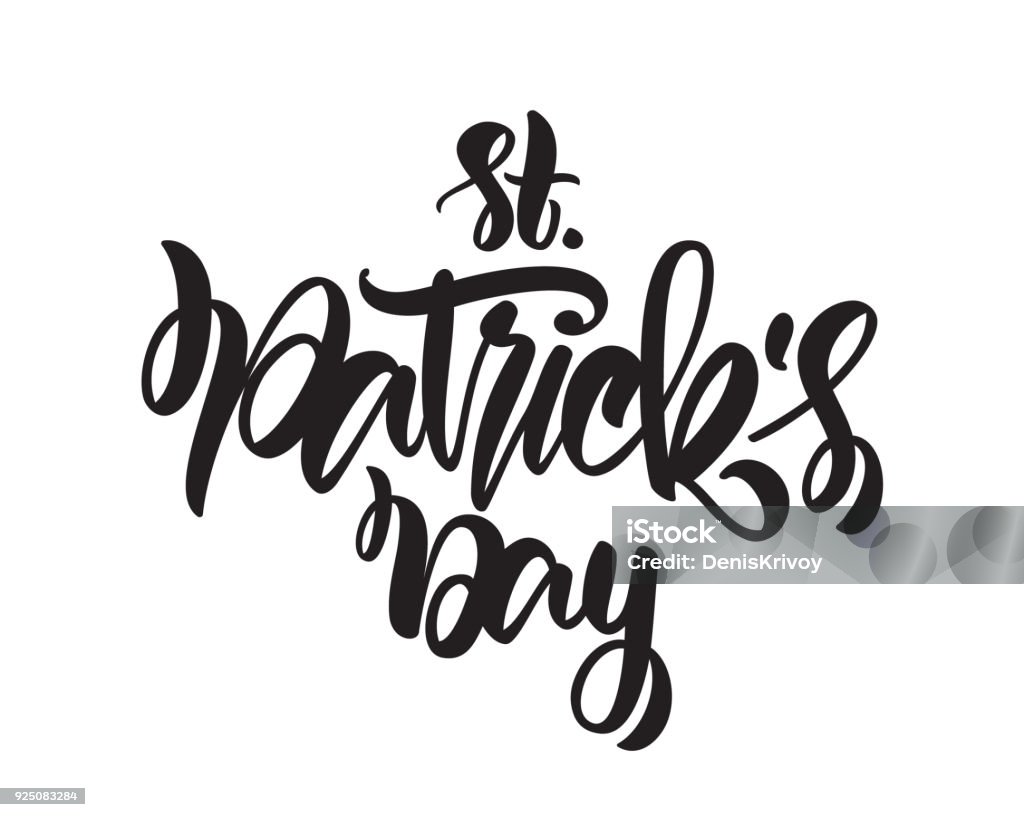 Vector illustration: Handwritten elegant modern brush type lettering of St. Patrick's Day on white background Vector illustration: Handwritten elegant modern brush type lettering of St. Patrick's Day on white background. Calligraphy stock vector