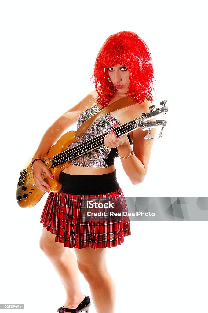 Glam Rock Mädchen auf Bass 2 - Lizenzfrei Darstellender Künstler Stock-Foto