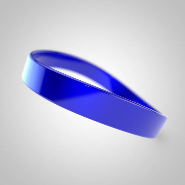 istock Blue silicone promo bracelet for hand isolated on white background 925095844