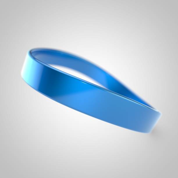 istock Blue silicone promo bracelet for hand isolated on white background 925095944