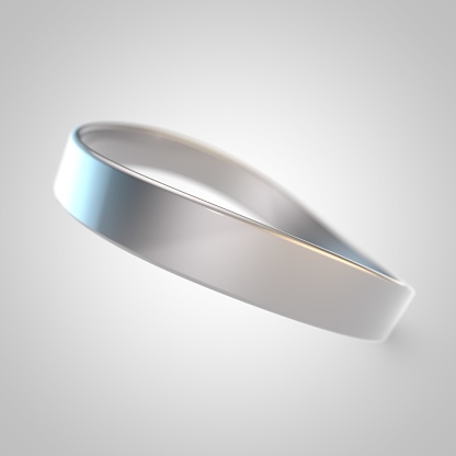 Blank promo bracelet. White silicone bracelet for hand isolated on white background
