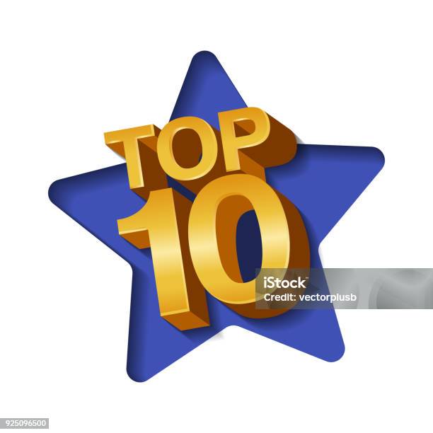 Top Ten Golden Words Stock Illustration - Download Image Now - Number 10, Letter - Document, Top - Garment