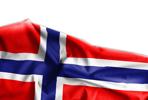 Waving Flag of Norway, Europe on white background