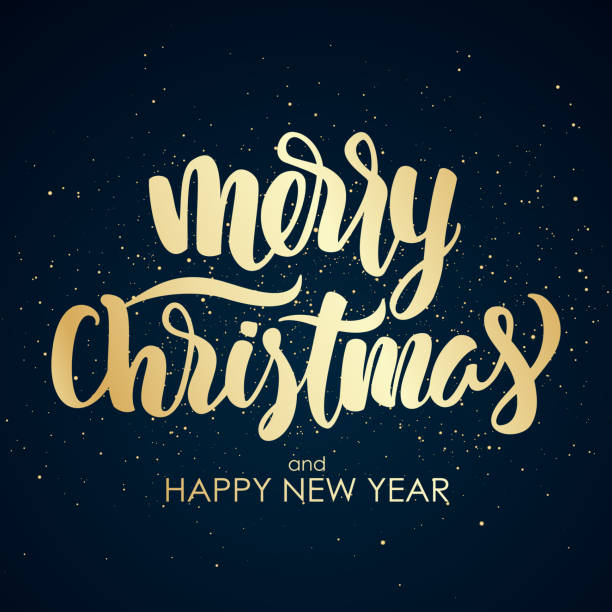 istock Vector illustration: Merry Christmas and Happy New Year. Golden elegant modern brush lettering. 925100258