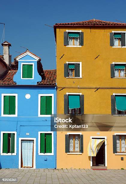 Colorful Street Of Burano Stock Photo - Download Image Now - Blue, Brown, Built Structure