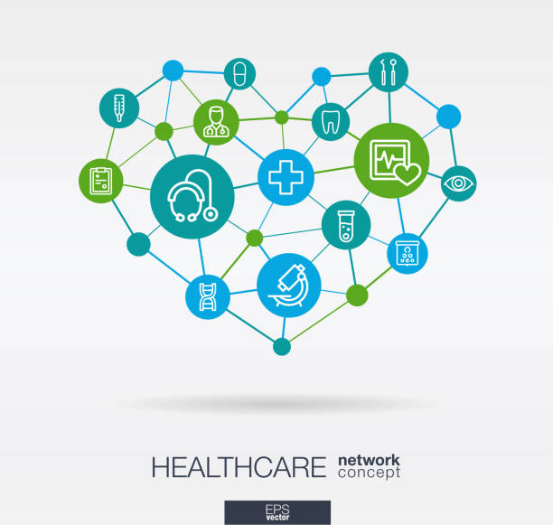 ภาพประกอบสต็อกที่เกี่ยวกับ “การดูแลสุขภาพไอคอนเส้นบาง ๆ แบบบูรณาการในรูปหัวใจ แนวคิดเครือข่ายประสาทเทียมดิจิตอล - body care”