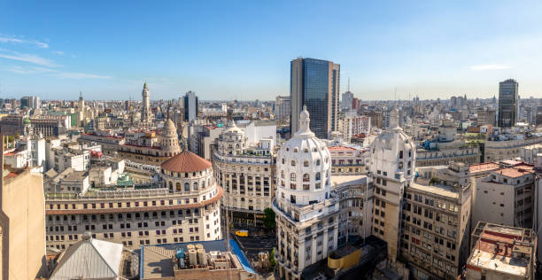 panorámica aérea del centro de la ciudad argentina - buenos aires, argentina - buenos aires fotografías e imágenes de stock