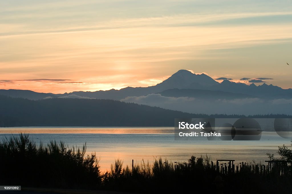 A beautiful view of Anacortes, Washington at sunrise Sunrise over Cascade National Park Anacortes Stock Photo