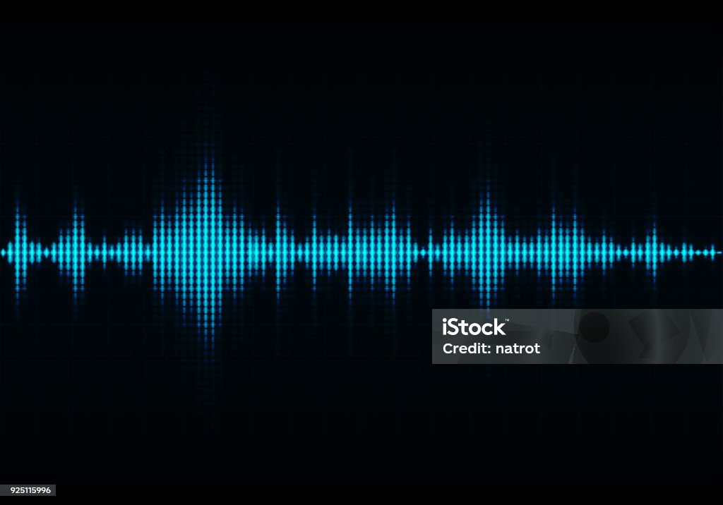 Sound waves oscillating glow light, Abstract technology background Sound Wave stock vector
