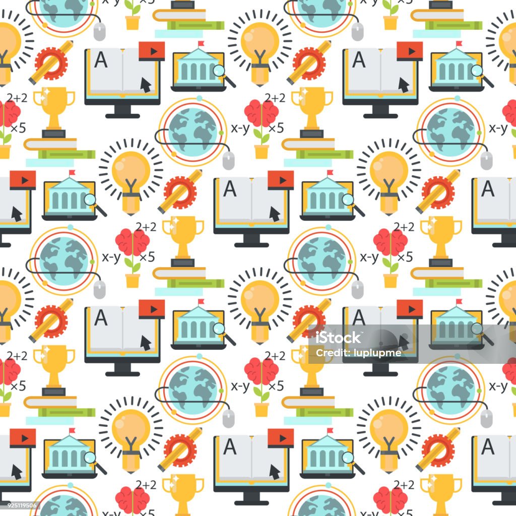 Learning Design Backround Distant Learning Seamless Pattern Background Online Education Video ...