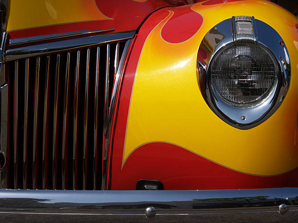istock Front of Classic Car with Flames 92511961
