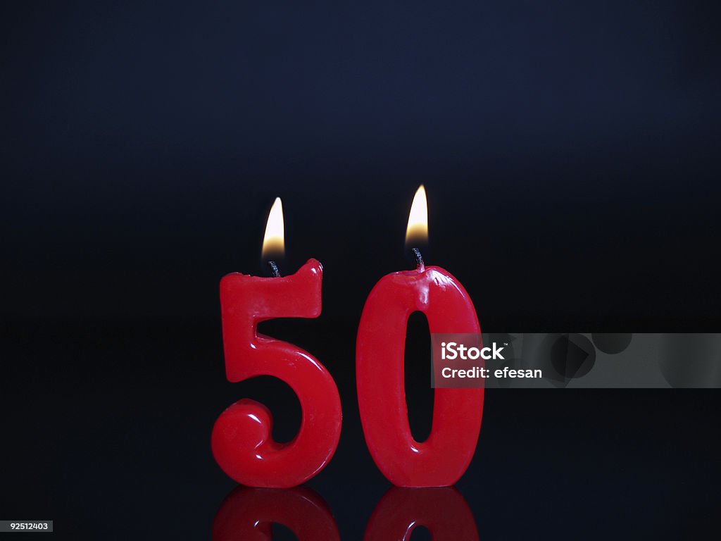 50 º aniversário - Foto de stock de Vela - Equipamento de Iluminação royalty-free