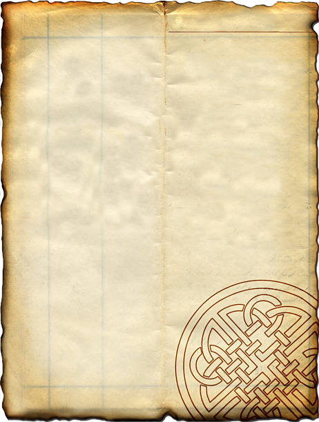keltische pergament - treasure manuscript scroll globe stock-fotos und bilder
