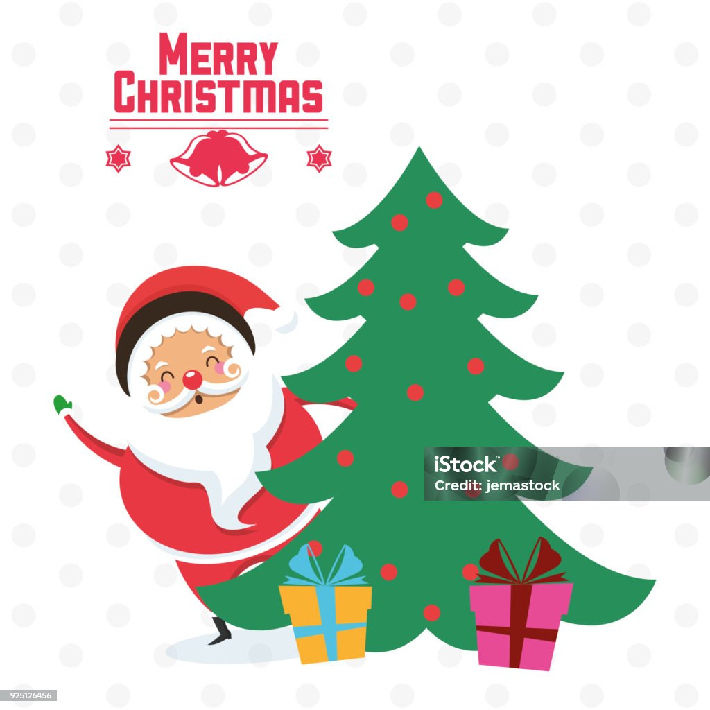 Ilustración de Árbol De Dibujos Animados Y El Pino De Santa De Diseño De La  Navidad y más Vectores Libres de Derechos de Acebo - iStock