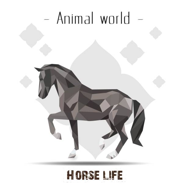 istock Animal World Horse Life Polygon Horse Flower Background Vector Image 925127324