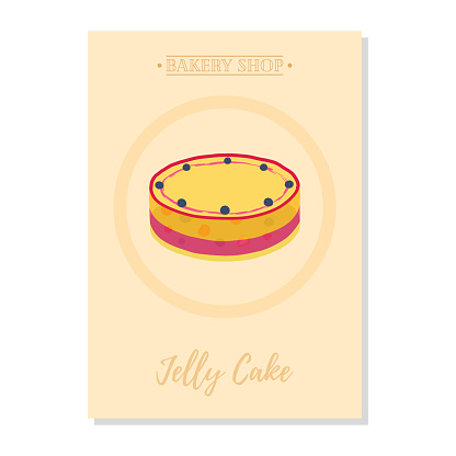 Set of pastry poster, banner for sale of jelly cake. Promotion, advertising illustration. Made in cartoon flat style