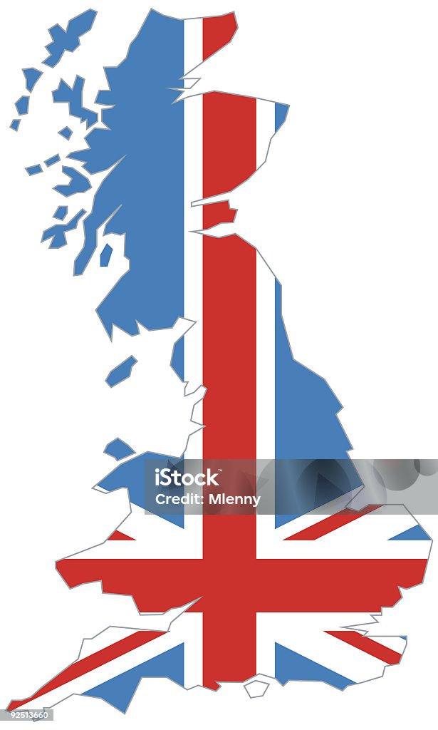 Gran Bretagna Regno Unito Inghilterra, mappa con bandiera britannica - Illustrazione stock royalty-free di Bandiera