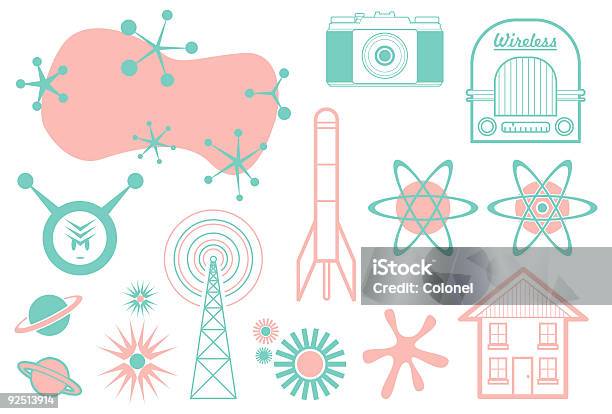 Vetores de Retro Vetor Elementos 2 e mais imagens de Alienígena - Alienígena, Antena - Equipamento de telecomunicações, Bolha - Forma