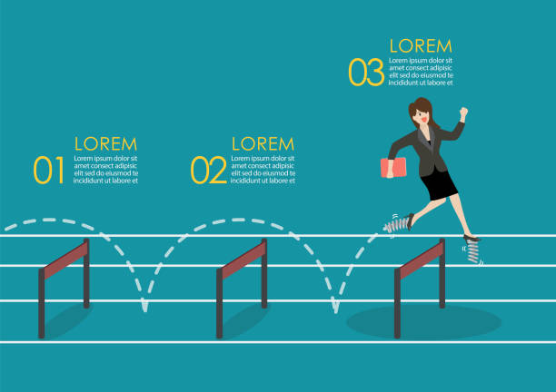 インフォ グラフィックのハードルを飛び越えるハードル インフォ グラフィックを飛び越えて弾性春靴ビジネス女性 - running track women running spring点のイラスト素材／クリップアート素材／マンガ素材／アイコン素材