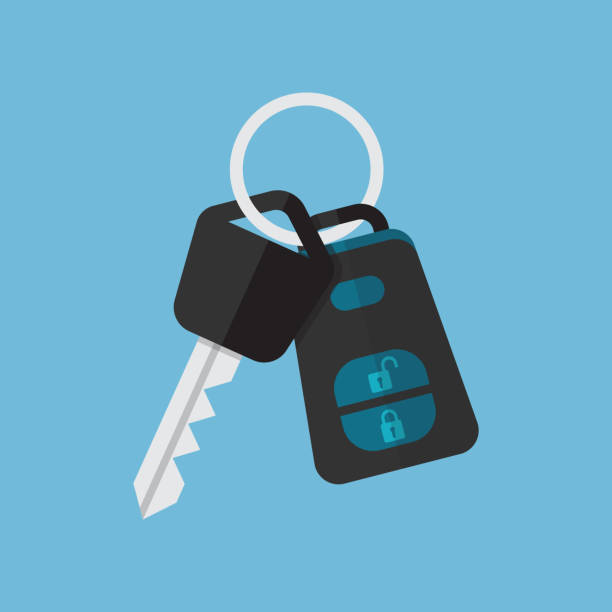 Car key and alarm system vector art illustration