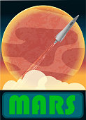 istock Mars with spaceship rocket taking off 925144512