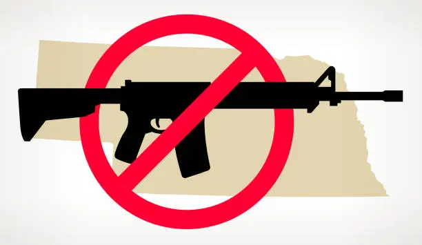 Vector illustration of Nebraska No Gun Violence Vector Poster