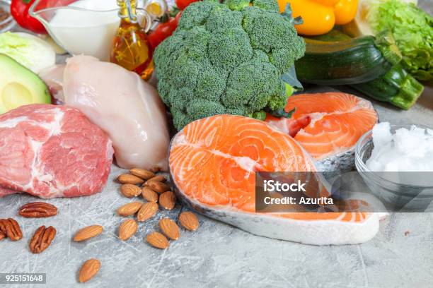 Healthy Eating Food Low Carb Keto Ketogenic Diet Meal Plan Stock Photo - Download Image Now