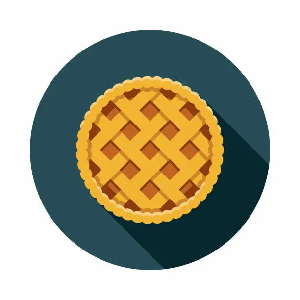 Vector illustration of Apple Pie Flat Design USA Icon with Side Shadow