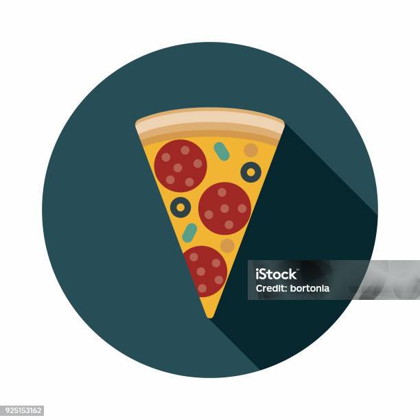 Pizza Flat Design Usa Icon With Side Shadow Stock Illustration - Download Image Now - Pizza, American Culture, Cheese