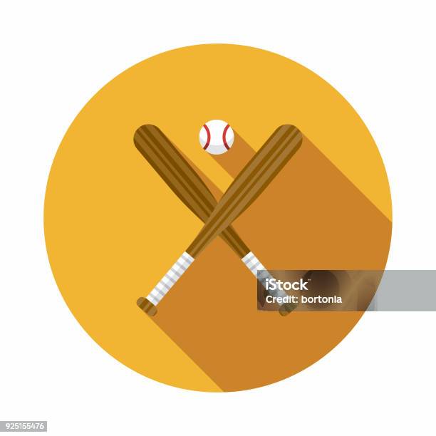 Baseball Flat Design Usa Icon With Side Shadow Stock Illustration - Download Image Now - Baseball - Ball, Baseball - Sport, Icon Symbol