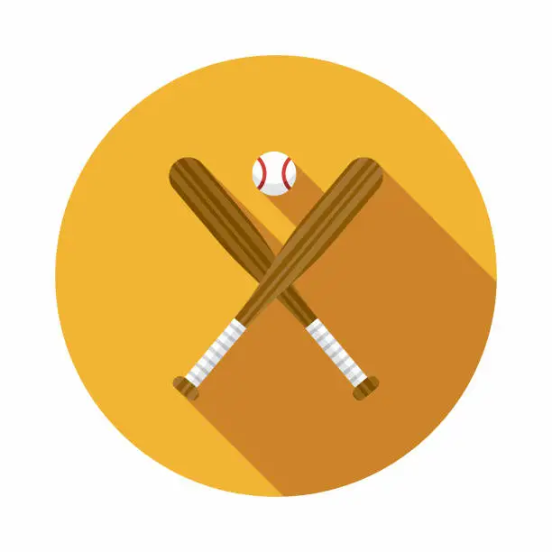 Vector illustration of Baseball Flat Design USA Icon with Side Shadow
