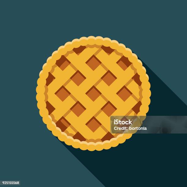 Apple Pie Flat Design Usa Icon With Side Shadow Stock Illustration - Download Image Now - Apple Pie, Sweet Pie, Illustration