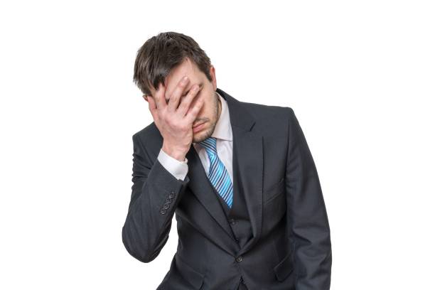 istock Disappointed and sad man isolated on white background. 925159978