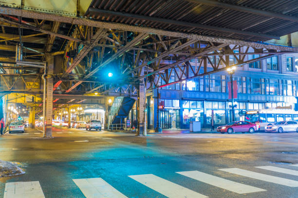 istock Chicago downtown night street scene 925160524