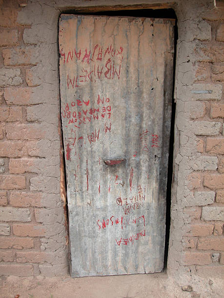 africa . hut door stock photo