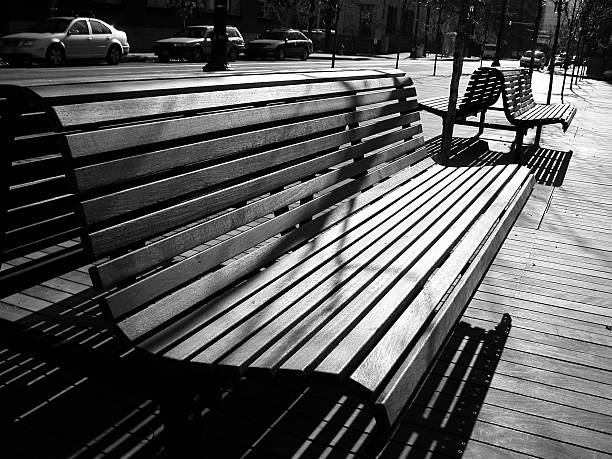 Park Bench in winter stock photo