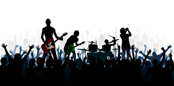 ilustrações de stock, clip art, desenhos animados e ícones de rock (people are complete- a clipping path hides the legs) - guitar electric guitar modern rock metal