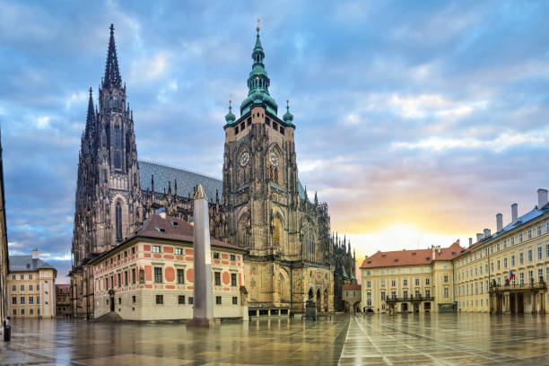 St. Vitus Cathedral in Prague, Czechia St. Vitus Cathedral in Prazsky Hrad complex in Prague, Czech Republic (HDR image) cathedrals stock pictures, royalty-free photos & images