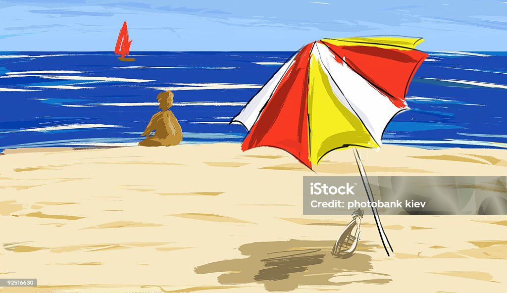 Parasol sur la plage - Photo de Adulte libre de droits