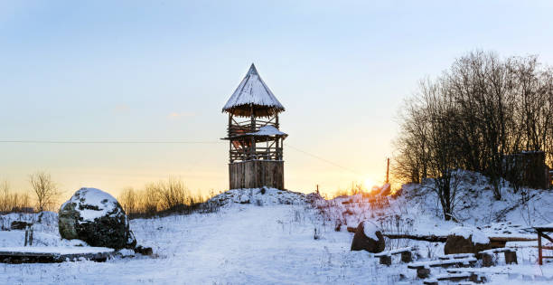 istock Wooden lookout tower. Old Russian fortifications 925167280