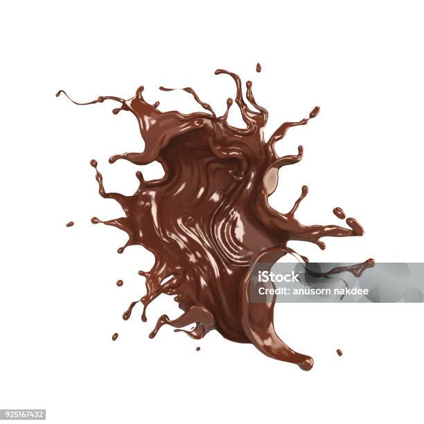 Chocolate Splash Isolated On White Background Stock Photo - Download Image Now - Chocolate, Liquid, Splashing