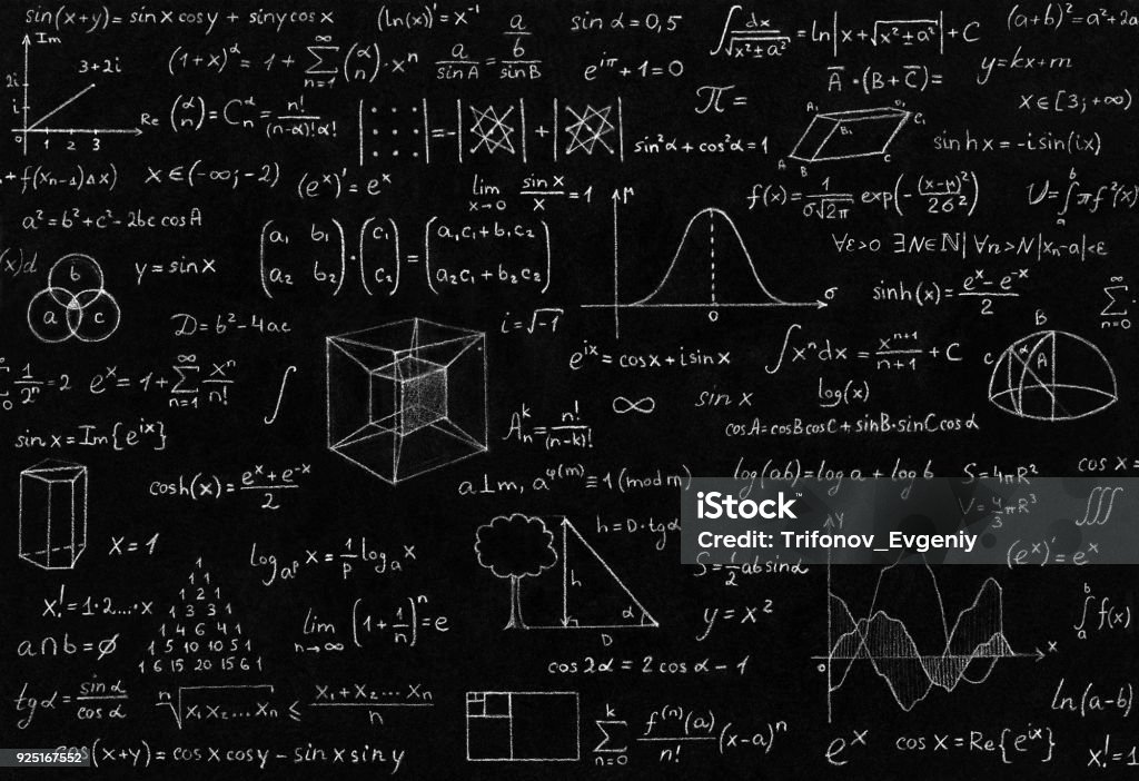 数学、物理の数式 - 黒板のロイヤリティフリーストックフォト